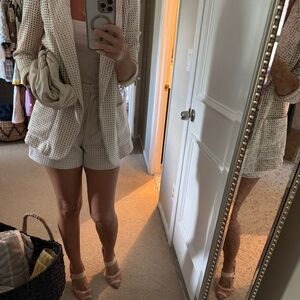 ZARA FAUX SUEDE CUTOUT BLAZER  AND SHORTS 2 PIECE SET